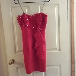 Roberta Red Ruffled Red Dress